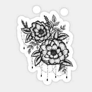 Black and white chandelier floral sketch Sticker